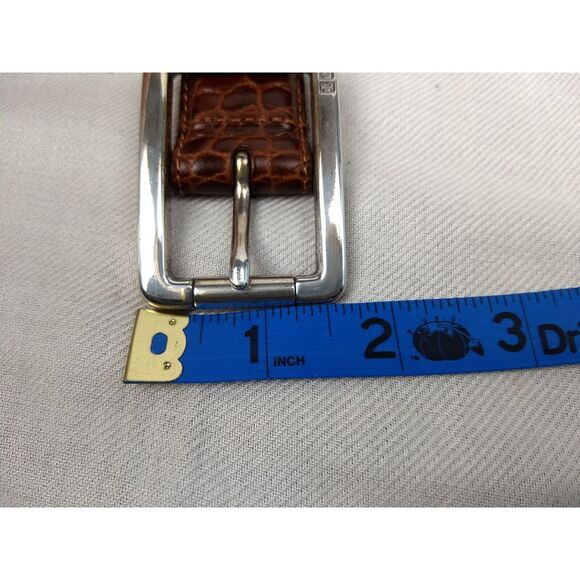 LRL Ralph Lauren Belt Brown‎ Italian Leather Crocodile Embossed Logo Women's M - Picture 14 of 16